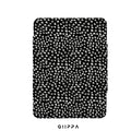 GIIPPA Magnetic Double Buckle iPad Case, Black White Irregular Dot Pattern Folio Cover, Shockproof Protective Case For All iPad Models