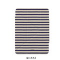 GIIPPA YARA FOLD Detachable Magnetic iPad Case Patterned Moments Café Wander Cream Base Navy Scalloped Edge Wavy Horizontal Stripe Dual Pull Buckle Split Magnetic French Café Neutral Protective Shell For All iPad Models