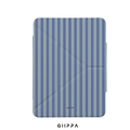 GIIPPA YARA FOLD Detachable Magnetic iPad Case Patterned Moments Lavender Slow Muted Haze Blue Double Thin Vertical Stripe Dual Buckle Split Magnetic Gentle Protective Cover For All iPad Mini Air Pro