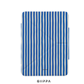 GIIPPA YARA FOLD Detachable Magnetic iPad Case Patterned Moments Coastal Breeze Retro Nautical White Royal Blue Thick Vertical Stripe Dual Buckle Split Magnetic Summer Protective Cover For All iPad Mini Air Pro