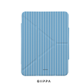 GIIPPA YARA FOLD Detachable Magnetic iPad Case Patterned Moments Seaside Rest Pastel Baby Blue Off White Ultra Thin Vertical Stripe Dual Pull Buckle Split Magnetic Calm Protective Shell For All iPad Models