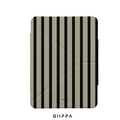 GIIPPA YARA FOLD Detachable Magnetic iPad Case Patterned Moments Urban Calm Modern Khaki Thick Black Vertical Stripe Dual Pull Buckle Split Magnetic Business Protective Shell For All iPad Sizes