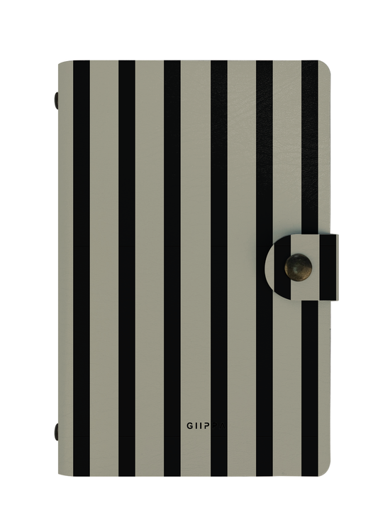 Patterned Moments Neutral Poise Striped Snap Closure Notebook image 1