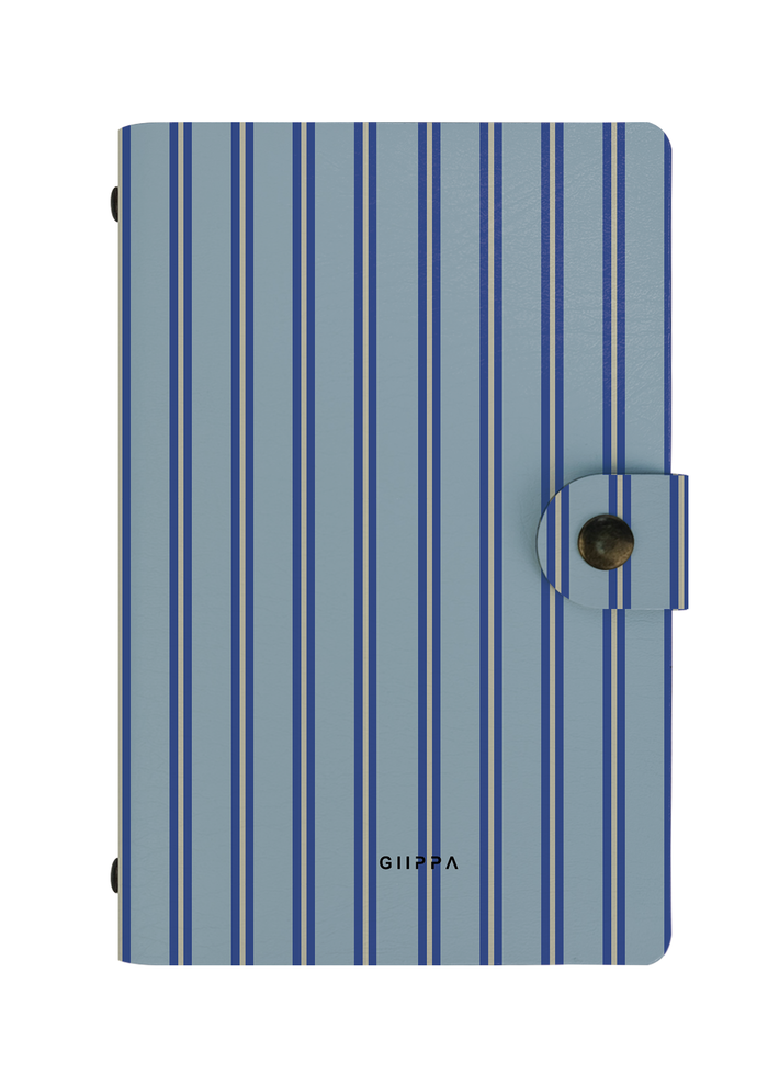 Patterned Moments Misty Peace Striped Snap Closure Notebook | Compact Journal for Work & University