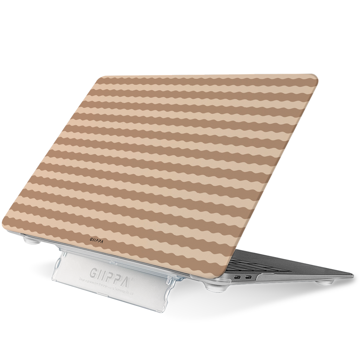 SILK HUSH Patterned Moments Latte Hug Striped MacBook Case | UV Printing Hard Shell